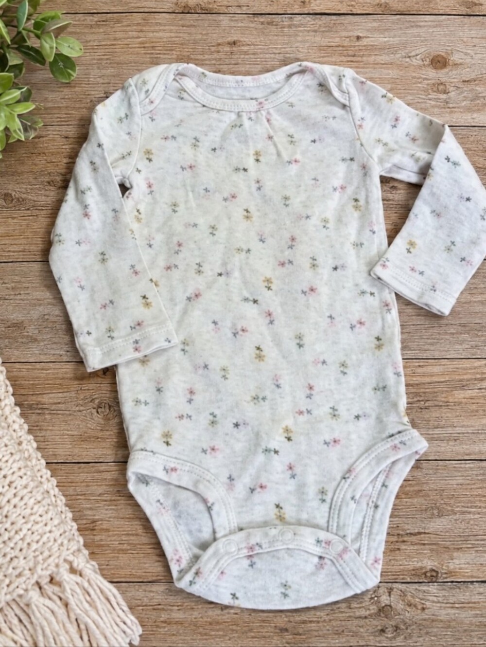 Size 12M Carter's Floral Long Sleeve Baby Onesie